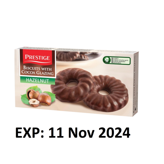 CHOCOLATE COATED BISCUITS WITH HAZELNUTS PRESTIGE 160 g