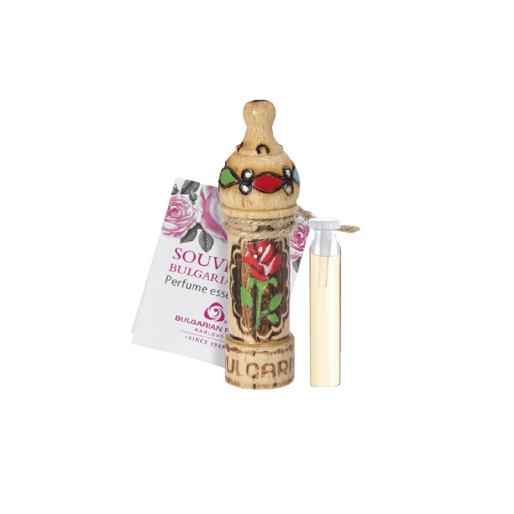 WOODEN CYLINDER VIAL WITH ROSE OIL ESSENCE 2 ml