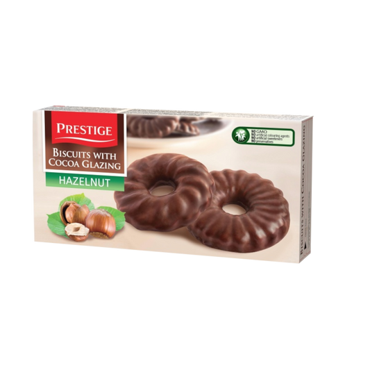CHOCOLATE COATED BISCUITS WITH HAZELNUTS PRESTIGE 160 g