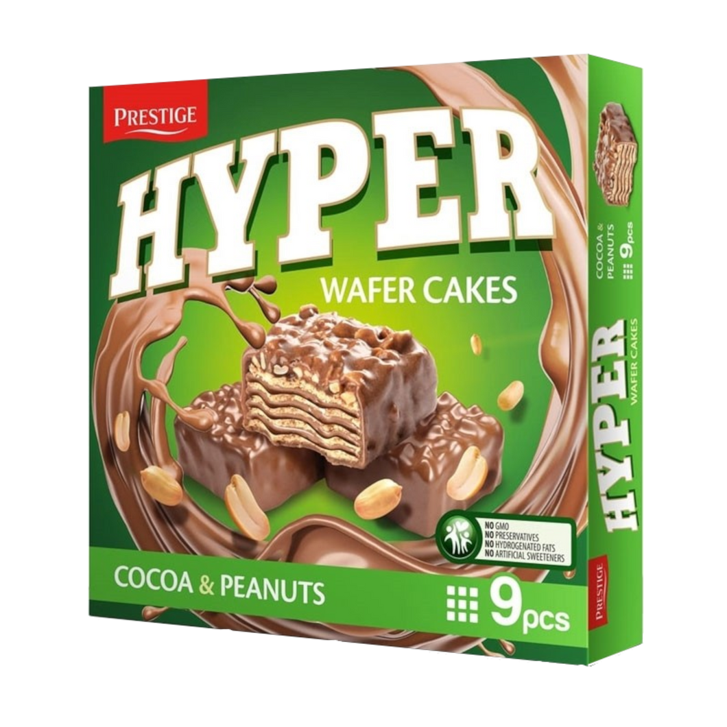 HYPER COCOA AND PEANUTS WAFER CAKES 9 PCS 167 g